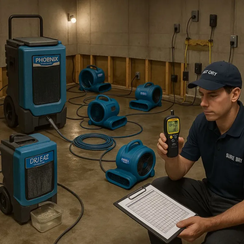 Structural Drying and Dehumidification process in Dighton, MA